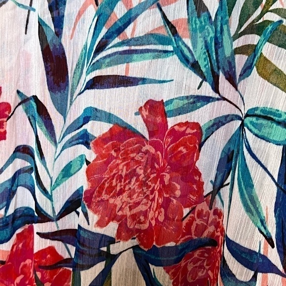 FLORAL Tropical Sheer Plus Size 3X Full Length Beach 🏝️ Bathing Suit Cover Up - Picture 4 of 6